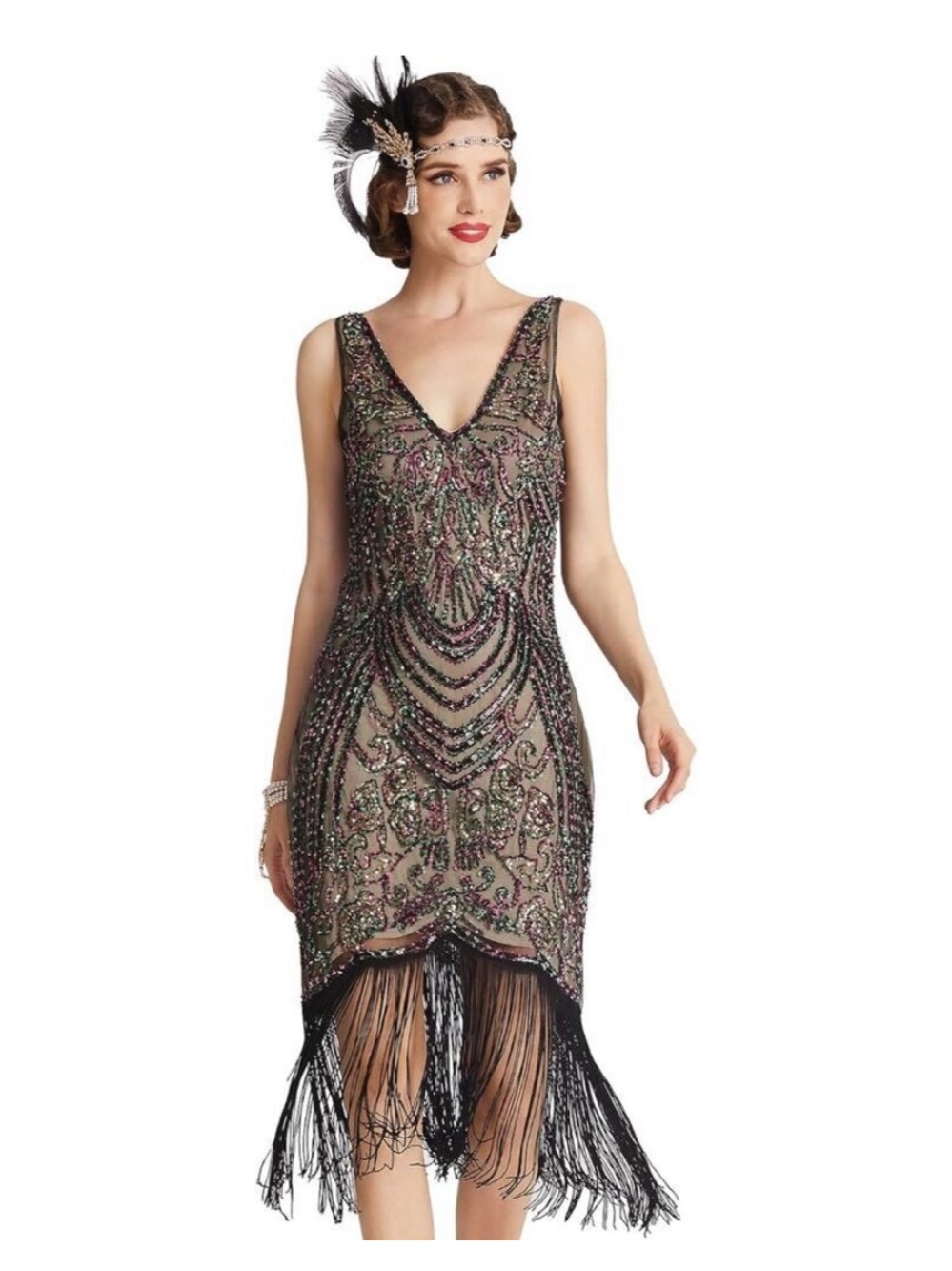Babeyond Gatsby Flapper Party Dress SZ S Black